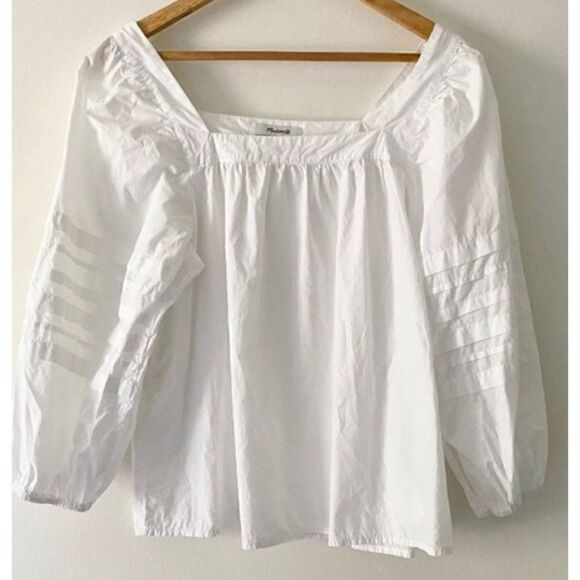 Square-Neck Pleat-Sleeve Top Size M / NWOT - Picture 4 of 7